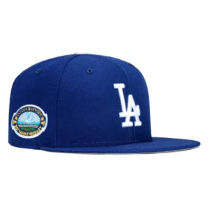 New Era Los Angeles Dodgers fitted hat Royal colorway - New Era 59Fifty Los Angeles Dodgers 50th Anniversary Stadium Patch Hat – Royal