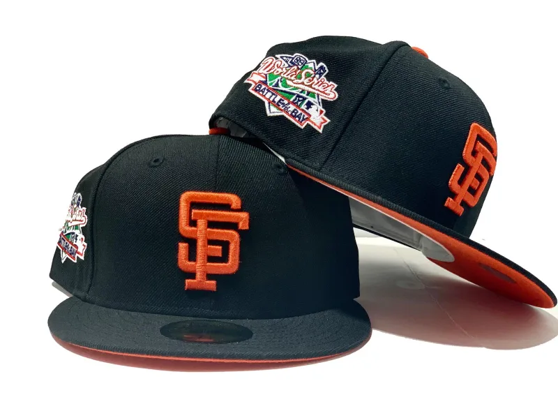 New Era New York Giants fitted hat black, orange colorway - SAN FRANCISCO GIANTS 1989 BATTLE OF THE BAY BLACK ORANGE BRIM NEW ERA FITTED HAT