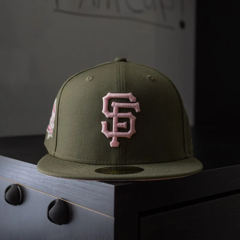 New Era New York Giants fitted hat pink, olive colorway - SAN FRANCISCO GIANTS MLB OLIVE PINK UV / NEW ERA 59FIFTY