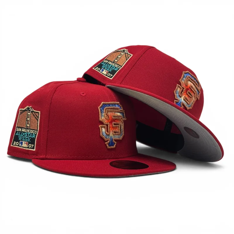 New Era New York Giants fitted hat red colorway - San Francisco Giants 2007 All Star Week 59Fifty New Era Fitted Hats-Red