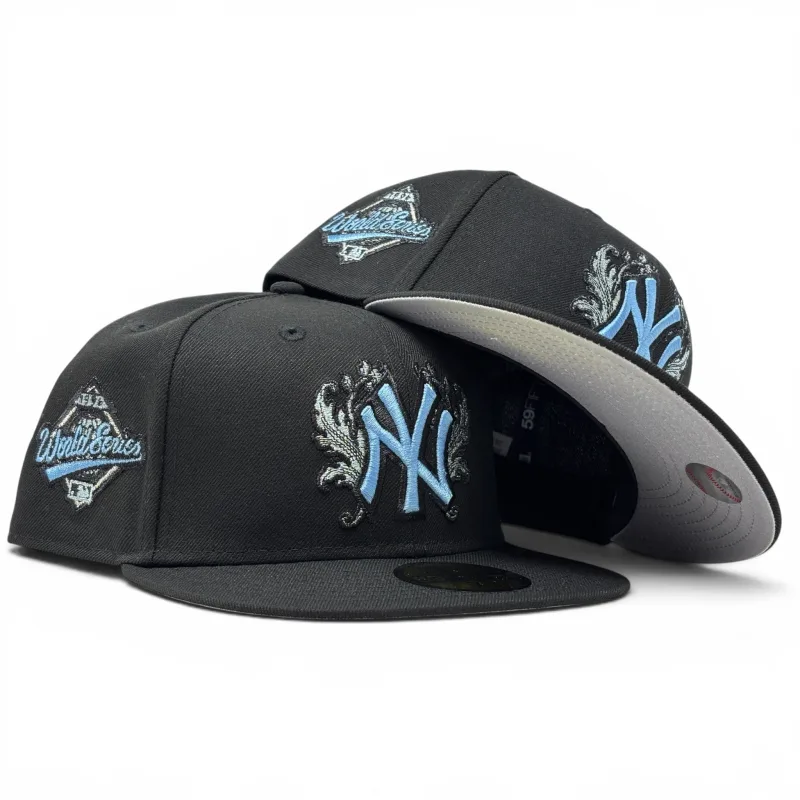 New Era New York Yankees fitted hat black colorway - New York Yankees 1996 World Series iconic interlocking Fitted Hats-Black Sky