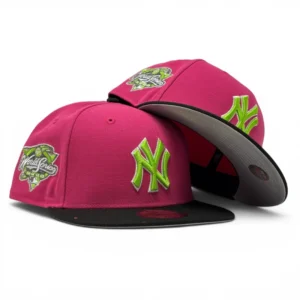 New Era New York Yankees fitted hat black, pink colorway - New York Yankees 2000 World Series Hot Pink Black New Era Fitted Hat