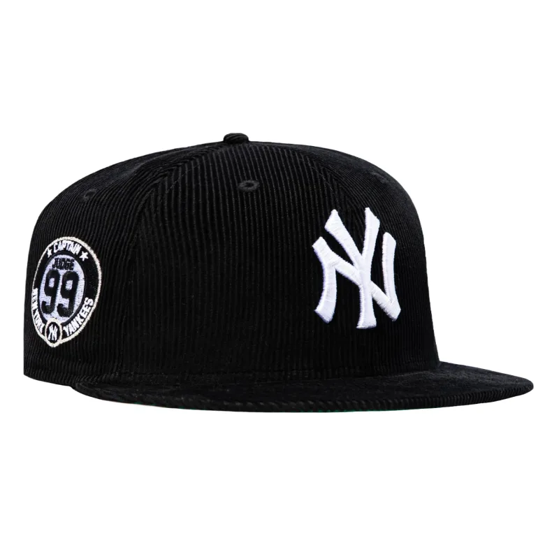New Era New York Yankees fitted hat Black, White colorway - New Era 59Fifty New York Yankees Aaron Judge 99 Patch Corduroy Hat – Black, White