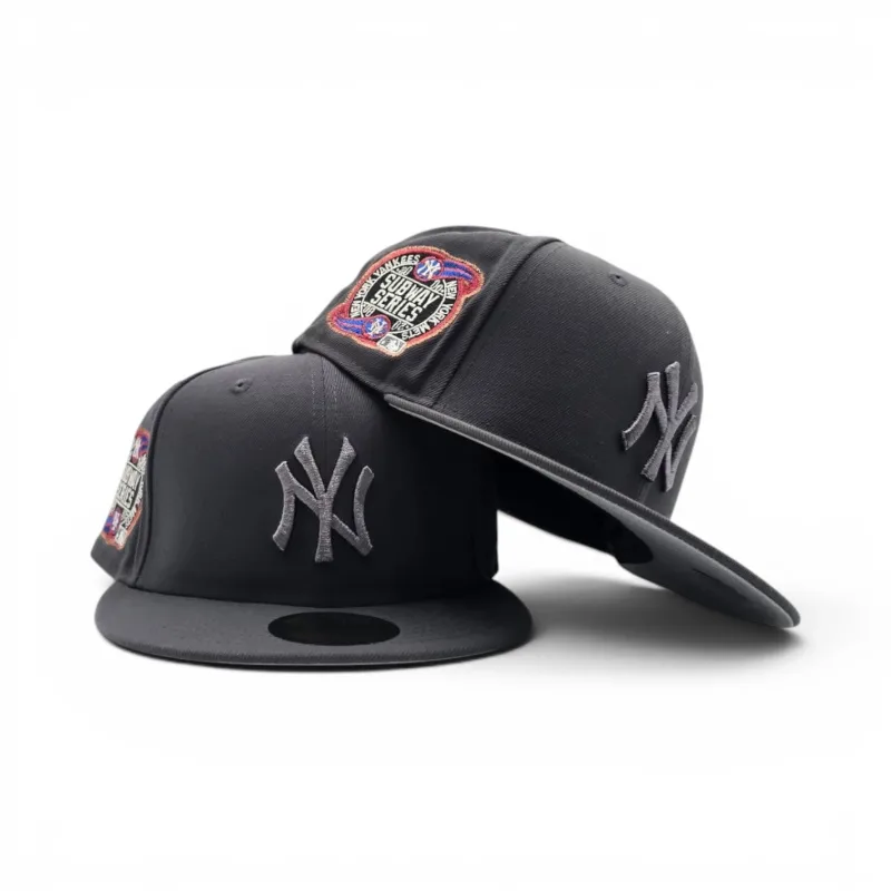 New Era New York Yankees fitted hat black, gray colorway - Dark Gray New York Yankees Gray Bottom 2000 Subway Series Side Patch New Era 59Fifty Fitted