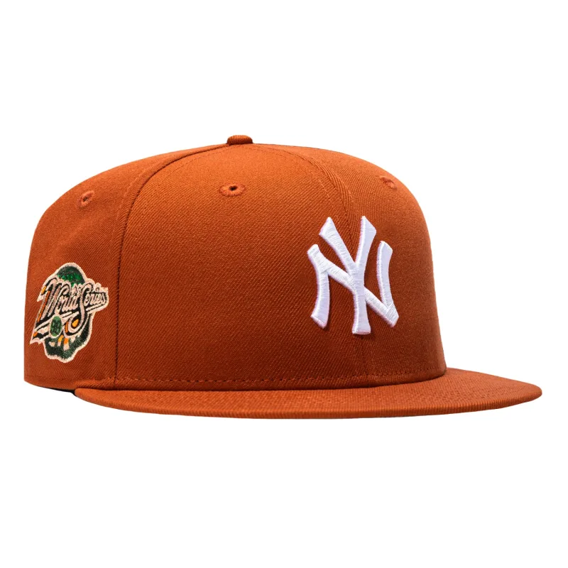 New Era New York Yankees fitted hat Burnt Orange colorway - New Era 59Fifty Terra Cotta New York Yankees 1998 World Series Patch Hat – Burnt Orange