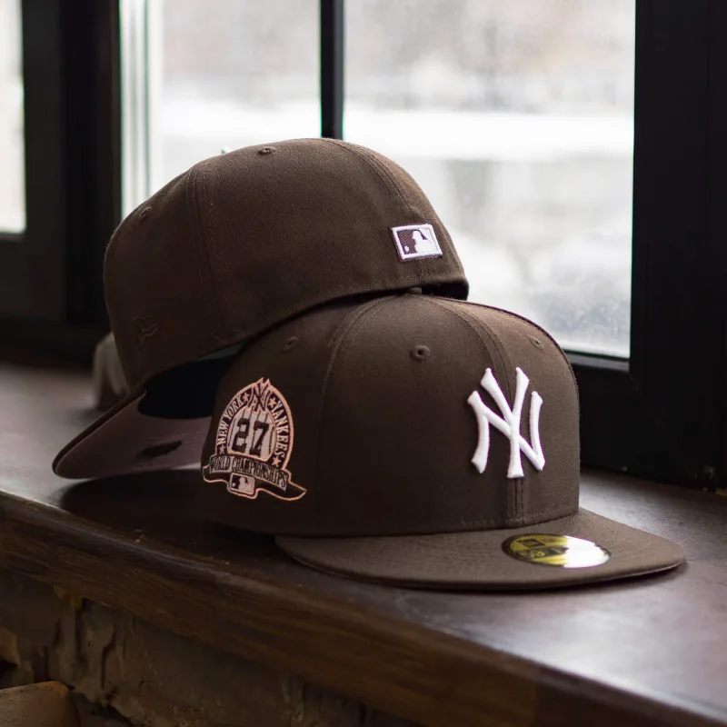 New Era New York Yankees fitted hat pink, walnut colorway - NEW YORK YANKEES MLB WALNUT PINK UV / NEW ERA 59FIFTY