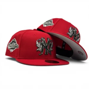 New Era New York Yankees fitted hat red colorway - New York Yankees 1996 World Series iconic interlocking Fitted Hats-Red