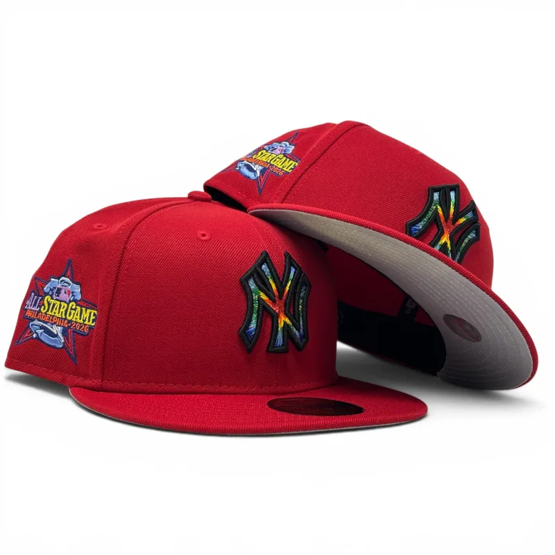 New Era New York Yankees fitted hat red colorway - New York Yankees 2026 All Star Game Tie Dye Logo New Era Fitted Hats-Red