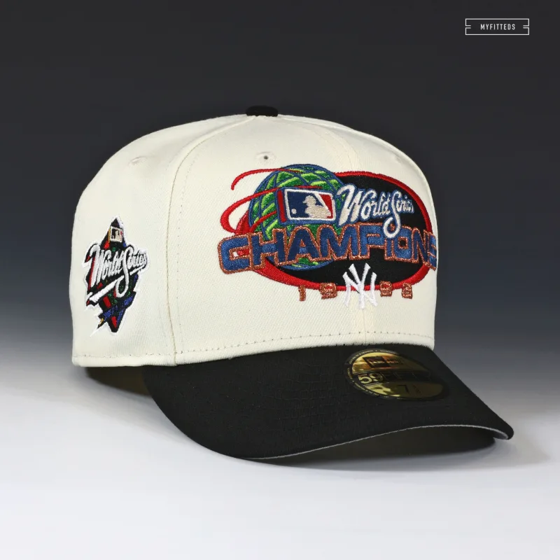New Era New York Yankees fitted hat white colorway - NEW YORK YANKEES 1998 WORLD SERIES CHAMPIONS OFF WHITE NEW ERA FITTED CAP