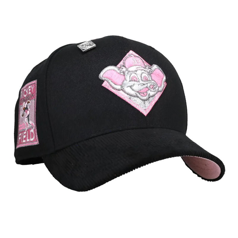 New Era Oakland Athletics fitted hat black, pink colorway - Oakland Athletics Metallic Stomper Black/Pink Rickey Henderson 59Fifty Fitted Hat