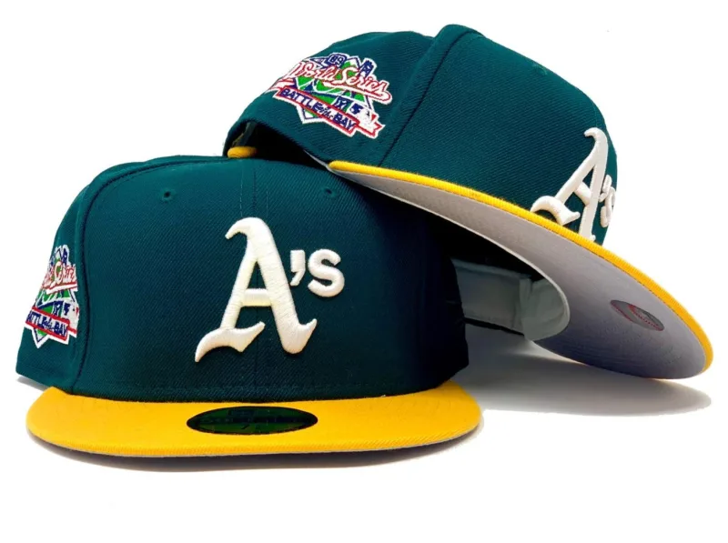 New Era Oakland Athletics fitted hat gray colorway - Oakland Athletics 1989 Battle OF The Bay Gray Brim New Era Fitted Hat