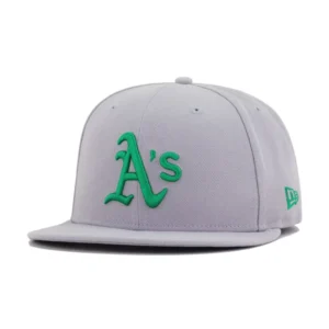 New Era Oakland Athletics fitted hat grey, green colorway - Oakland Athletics Grey Shamrock Logo New Era 59Fifty Fitted