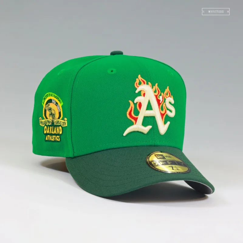 New Era Oakland Athletics fitted hat - OAKLAND ATHLETICS HEARTS ON FIRE A CENTURY OF A’S BASEBALL NEW ERA FITTED CAP