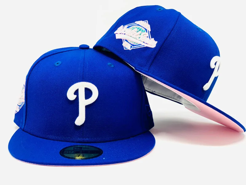 New Era Philadelphia Phillies fitted hat pink, royal colorway - PHILADELPHIA PHILLIES 1993 WORLD SERIES ROYAL PINK BRIM NEW ERA FITTED