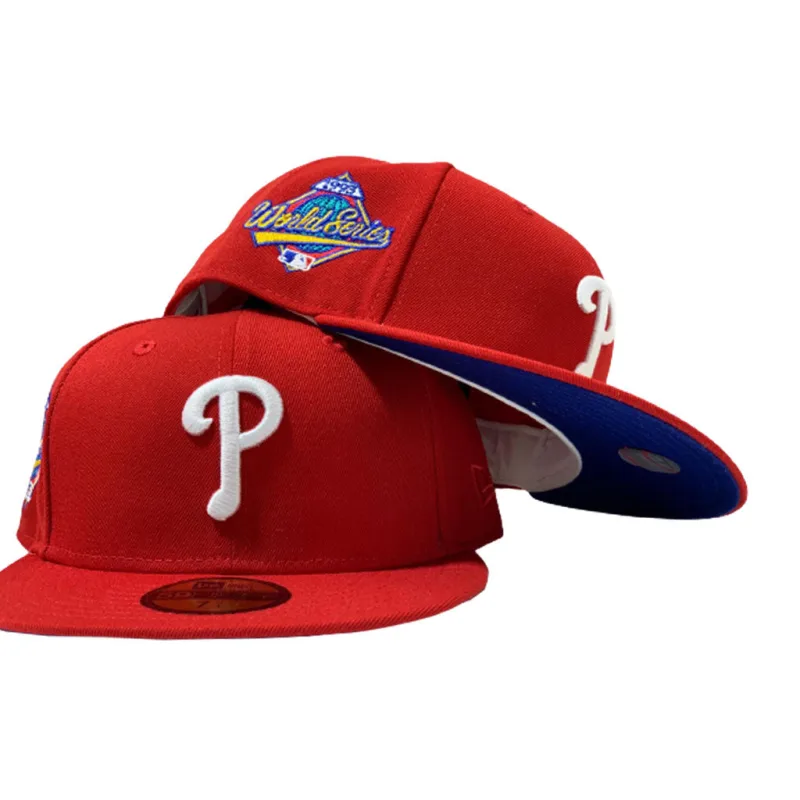 New Era Philadelphia Phillies fitted hat red, royal colorway - PHILADELPHIA PHILLIES 1993 WORLD SERIES RED ROYAL BRIM NEW ERA FITTED