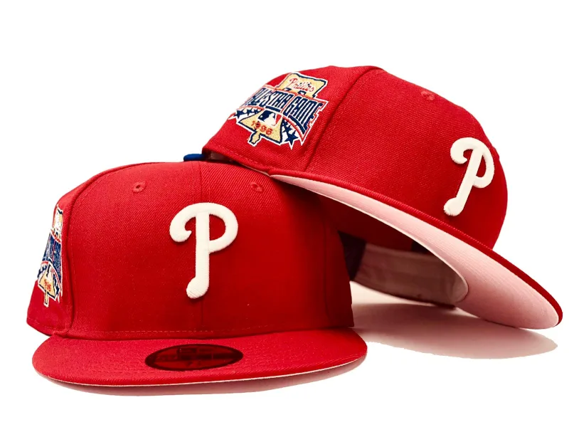 New Era Philadelphia Phillies fitted hat red, pink colorway - PHILADESLPHIA PHILLIES 1996 ALL STAR GAME RED PINK BRIM NEW ERA FITTED HAT