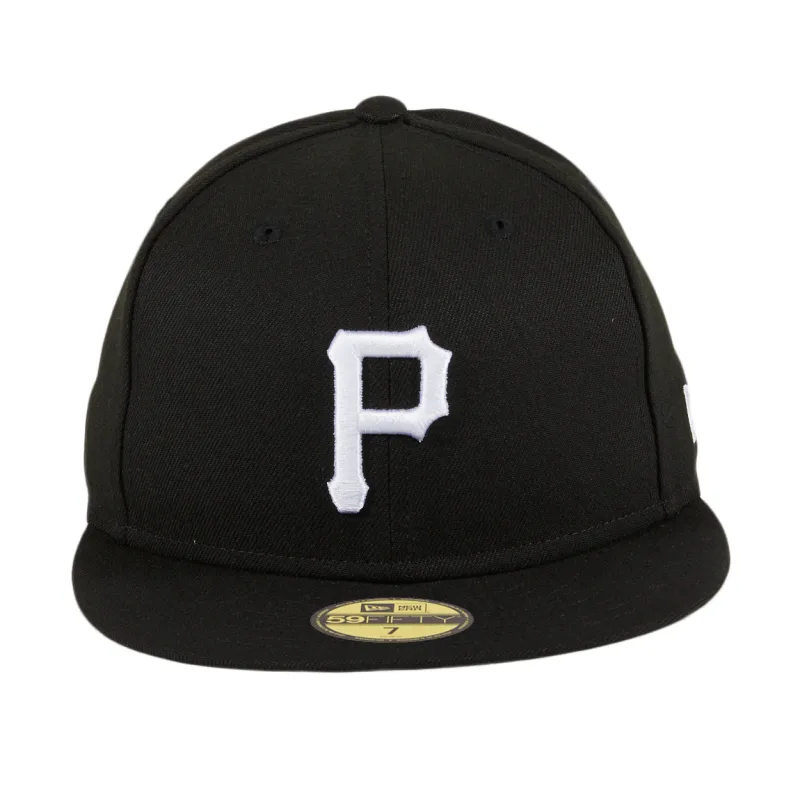 New Era Pittsburgh Pirates fitted hat Black, White colorway - New Era 59Fifty Pittsburgh Pirates Hat – Black, White