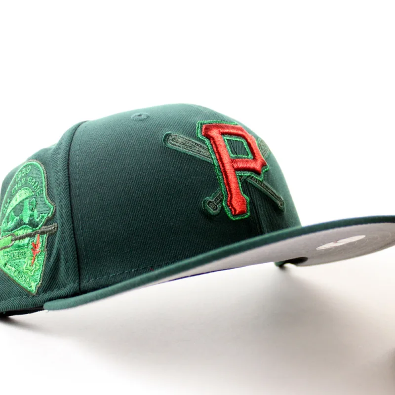 New Era Pittsburgh Pirates fitted hat Dark Green Gray Under Brim colorway - Pittsburgh Pirates 1959 All Star Game New Era 59Fifty Fitted Hat (Dark Green Gray Under Brim)