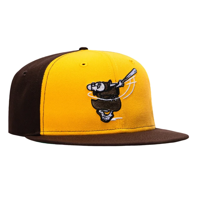 New Era San Diego Padres fitted hat Gold, Brown colorway - New Era 59Fifty San Diego Padres Swinging Friar Rail Hat – Gold, Brown