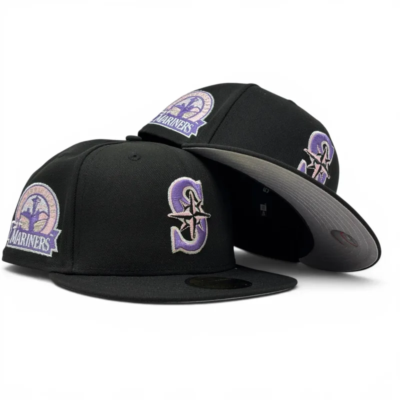 New Era Seattle Mariners fitted hat black colorway - Seattle Mariners 30th Anniversary Fitted Hats-Black