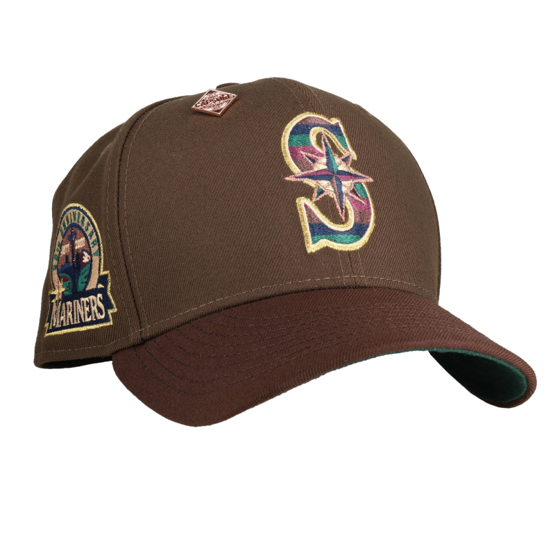 New Era Seattle Mariners fitted hat green, brown, walnut colorway - Seattle Mariners 30th Anniversary Walnut 59Fifty Fitted Hat