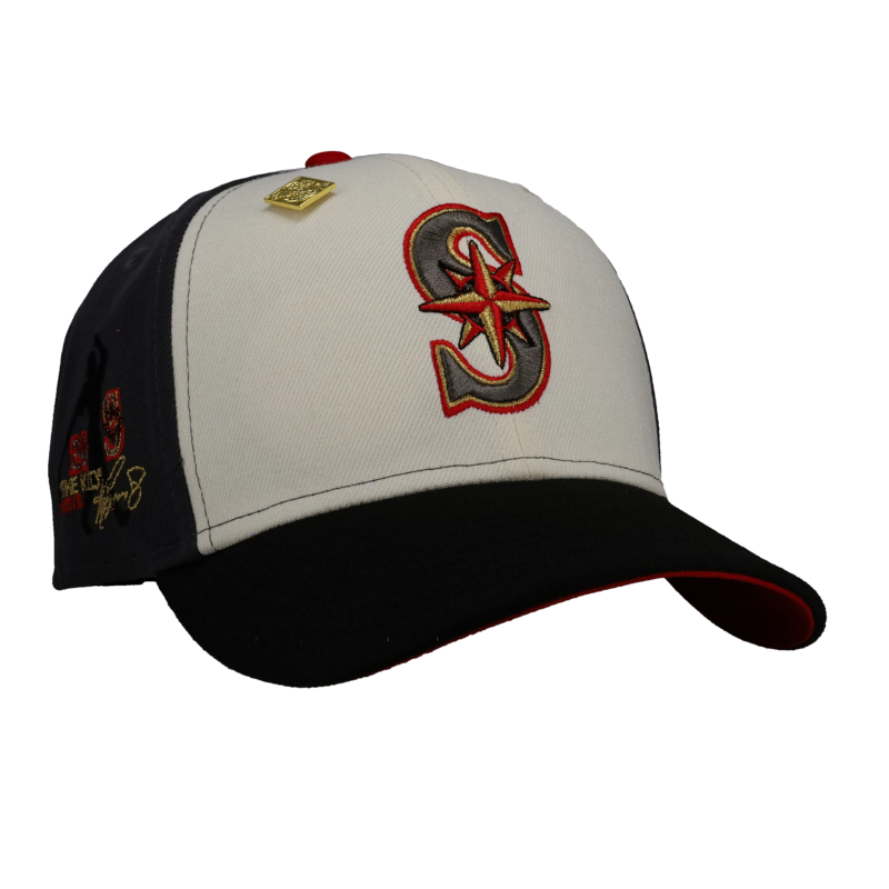 New Era Seattle Mariners fitted hat white, grey, red, chrome colorway - Seattle Mariners Chrome/Grey “24 The Kid’ 59Fifty Fitted Hat