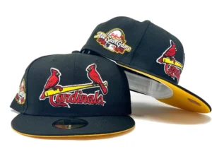 New Era St. Louis Cardinals fitted hat black, yellow, cardinal colorway - ST. LOUIS CARDINALS 2008 ALL STAR GAME BLACK YELLOW BRIM NEW ERA FITTED HAT