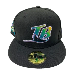 New Era Tampa Bay Rays fitted hat black colorway - TAMPA BAY RAYS ALL BLACK FITTED CAP