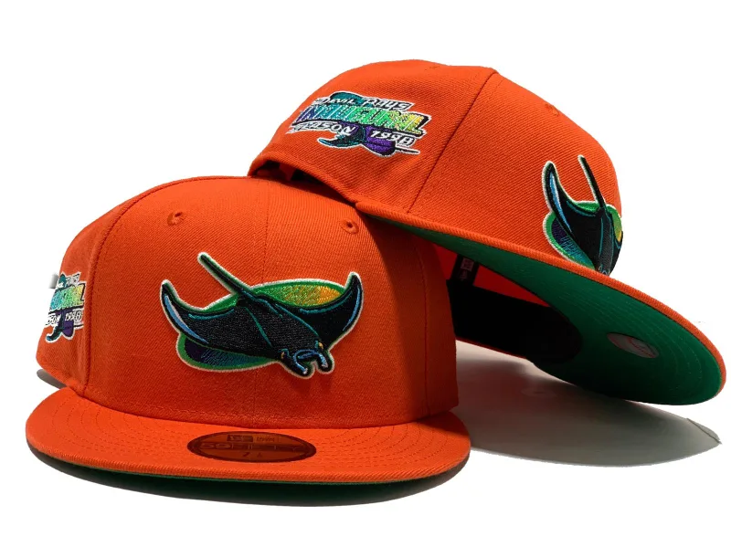 New Era Tampa Bay Rays fitted hat green, orange colorway - TAMPA BAY DEVIL RAYS 1998 INAUGURAL SEASON ORANGE GREEN BRIM NEW ERA FITTED HAT