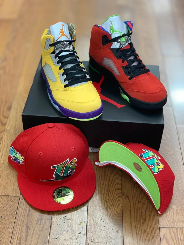 New Era Tampa Bay Rays fitted hat - TAMPA BAY DEVIL RAYS INAUGURAL SEASON NEW ERA FITTED TO MATCH AIR JORDAN RETRO 5 ” WHAT THE