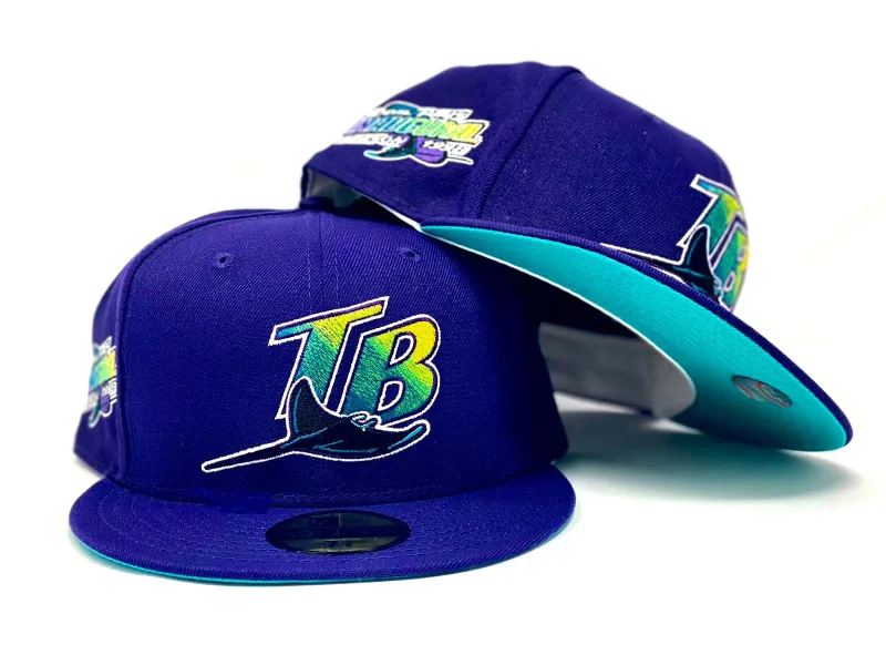 New Era Tampa Bay Rays fitted hat purple, teal colorway - TAMPA BAY DEVIL RAYS INAUGURAL SEASON PURPLE TEAL BRIM NEW ERA FITTED HAT