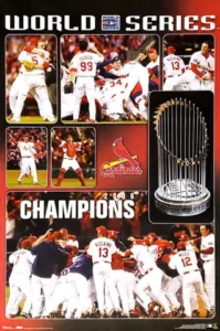 St Louis Cardinals players celebrating their 2006 World Series championship win