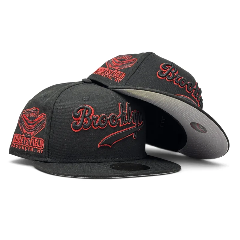 Ebbets Field Flannels Los Angeles Dodgers fitted hat black colorway - Ebbets Field Flannels Drops Brooklyn Dodgers Cherry Pack Fitted in Black