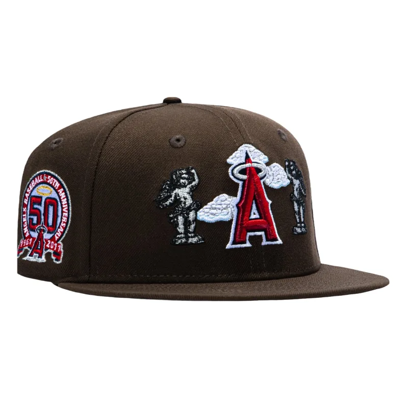 New Era Los Angeles Angels fitted hat Brown colorway - 50th Anniversary Fitted: New Era Honors the Los Angeles Angels with a Cherub Patch Classic