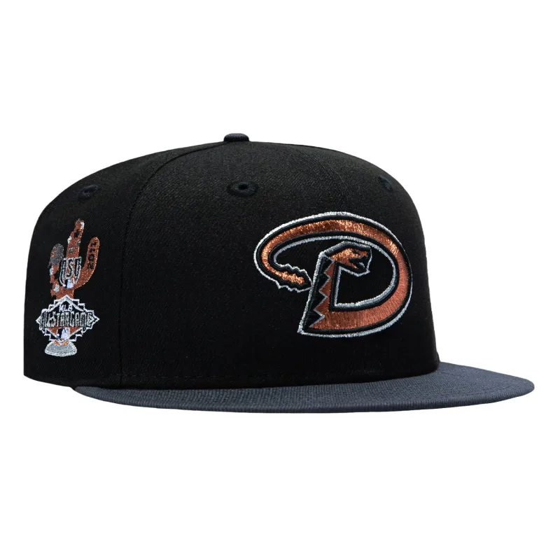 New Era Arizona Diamondbacks fitted hat Black, Graphite colorway - New Era 59Fifty Anthracite Arizona Diamondbacks 2011 All Star Game Patch D Hat – Black, Graphite