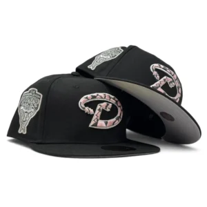 New Era Arizona Diamondbacks fitted hat black, pink colorway - Arizona Diamondbacks 1998 Inaugural Season 59Fifty New Era Fitted Hat-Black Pink