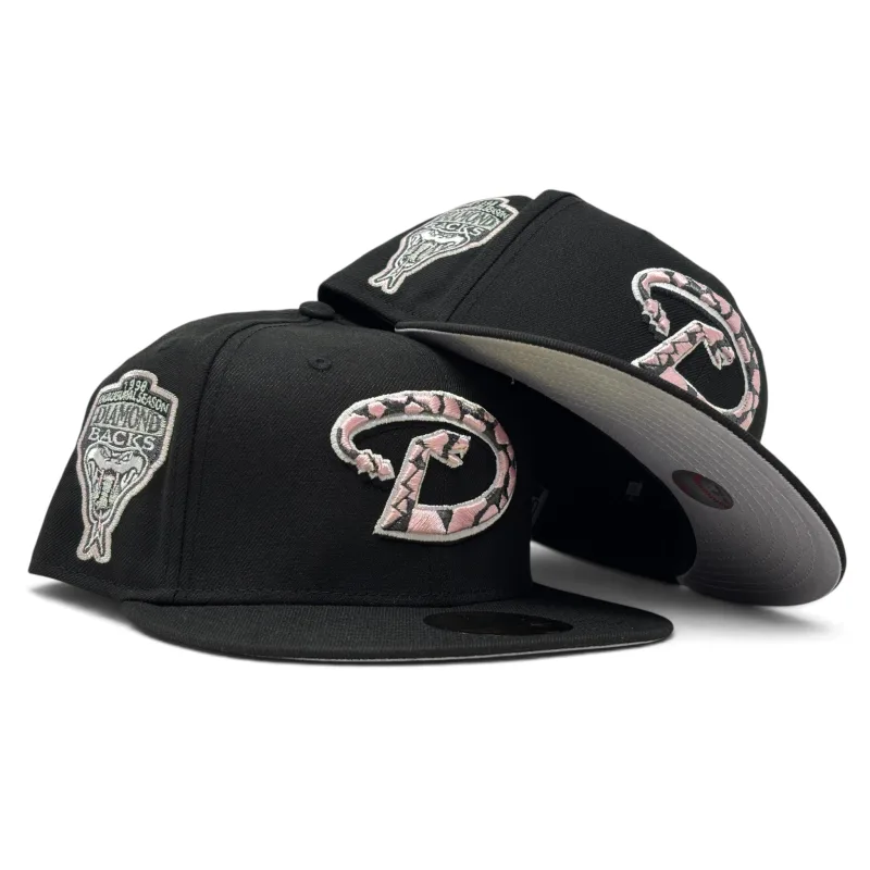 New Era Arizona Diamondbacks fitted hat black, pink colorway - Arizona Diamondbacks 1998 Inaugural Season 59Fifty New Era Fitted Hat-Black Pink