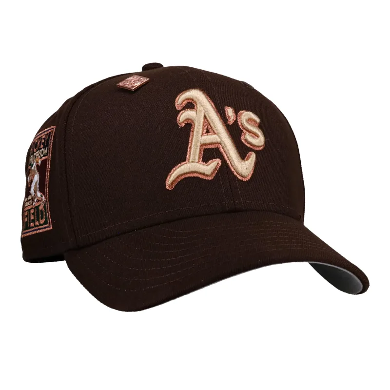 New Era Oakland Athletics fitted hat grey, brown, copper colorway - New Era Drops Rickey Henderson-Inspired A’s Fitted in Brown Copper Metallic