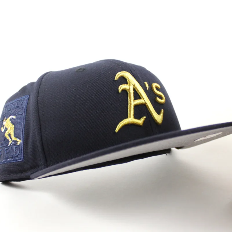 New Era Oakland Athletics fitted hat Navy Gray Under Brim colorway - New Era Honors Rickey Henderson with Clean A’s Fitted