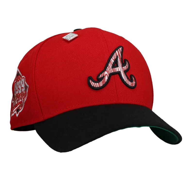 New Era Atlanta Braves fitted hat black, red, green, silver colorway - Atlanta Braves 1999 World Series Red/Black Silver Metallic 59Fifty Fitted Hat