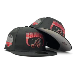 New Era Atlanta Braves fitted hat black colorway - Atlanta Braves 2021 World Series “Metallica Pack” Logo Fitted -Black