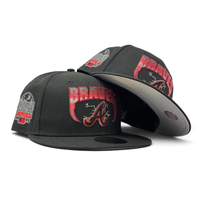 New Era Atlanta Braves fitted hat black colorway - Atlanta Braves 2021 World Series “Metallica Pack” Logo Fitted -Black