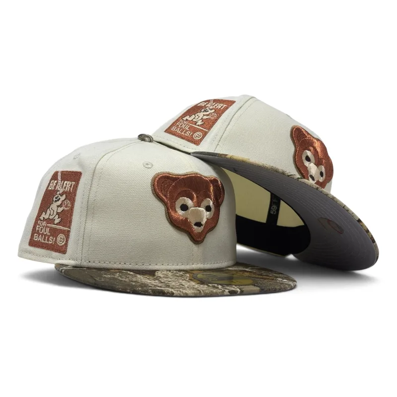 New Era Chicago Cubs fitted hat white, real tree colorway - New Era Drops Cubs ‘Be Alert’ Foul Ball Fitted with Real Tree Camo Underbrim