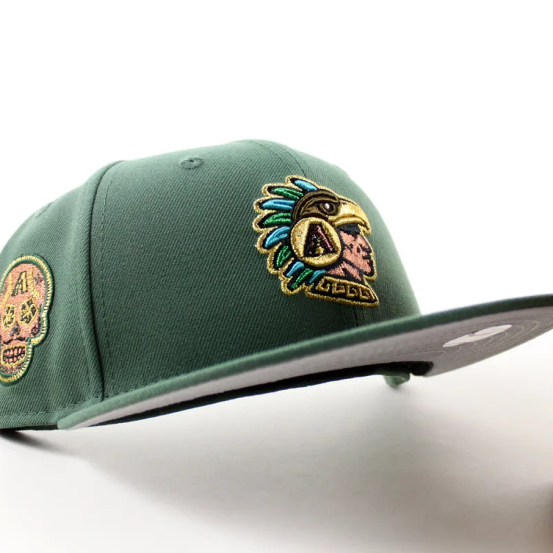 New Era Arizona Diamondbacks fitted hat Pine Green Khaki Under Brim colorway - New Era Drops Clean Diamondbacks Skull Patch Fitted with Pine Green Khaki Under Brim