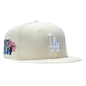 New Era Los Angeles Dodgers fitted hat Cream, White colorway - New Era Drops Dodgers Fitted with Tokyo Series Pink UV Patch