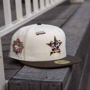 New Era Houston Astros fitted hat white, pink, walnut, chrome colorway - HOUSTON ASTROS MLB CHROME WHITE WALNUT TWO TONE PINK UV / NEW ERA 59FIFTY