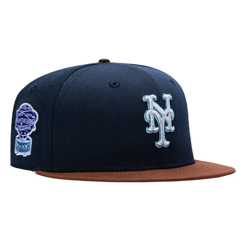 New Era New York Mets fitted hat Navy, Brown, Light Blue colorway - New Era 59Fifty New York Mets 1964 All Star Game Patch Hat – Navy, Brown, Light Blue