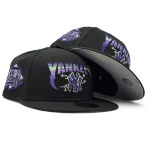 New Era New York Yankees fitted hat black, purple colorway - New York Yankees 1999 World Series “Metallica Pack” Logo Fitted-black Purple