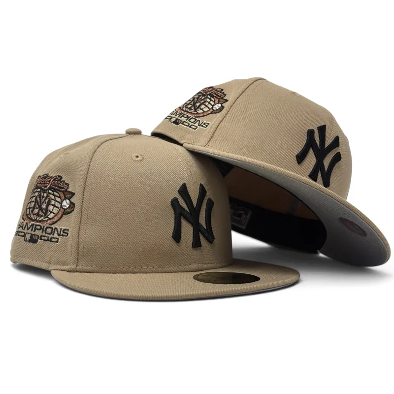 New Era New York Yankees fitted hat camel colorway - New York Yankees 2000 World Series Champions Fitted Hats-Camel