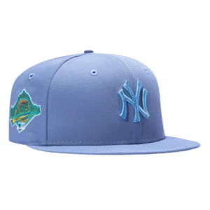 New Era New York Yankees fitted hat Lavender colorway - New Era 59Fifty Northern Lights New York Yankees 1996 World Series Patch Light Blue UV Hat – Lavender